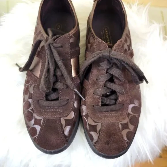 Coach Shoes Coach Womens Brown Canvas And Leather Low Top
